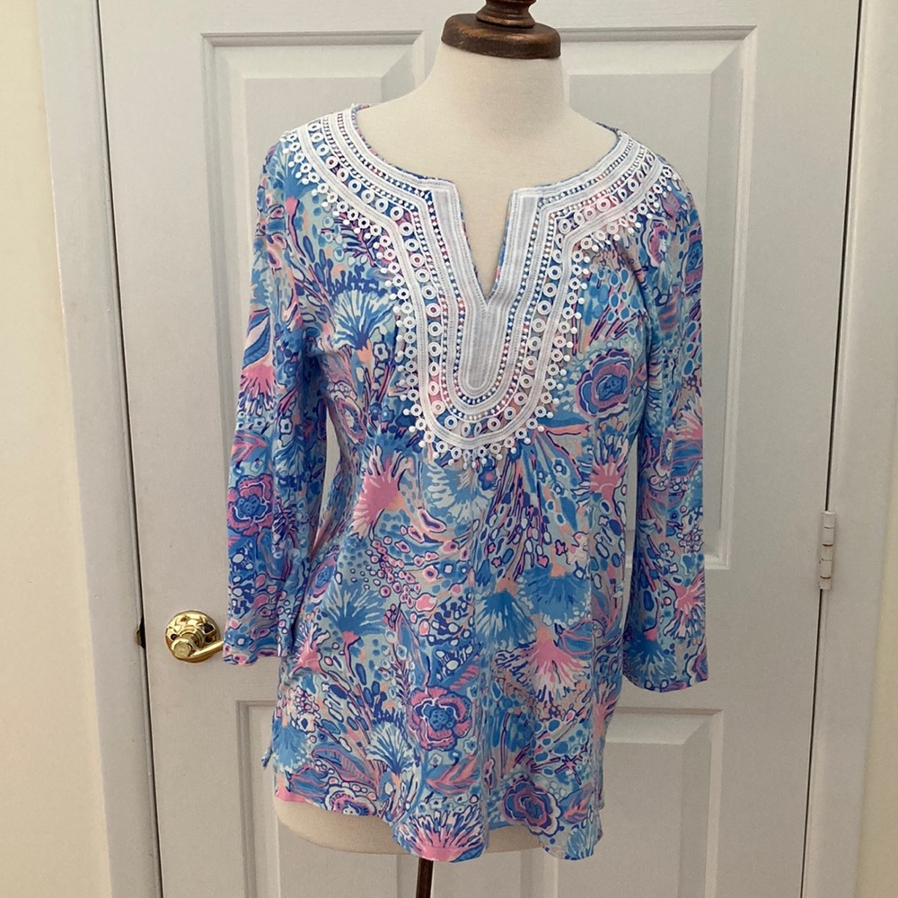 Talbots pink and blues tunic